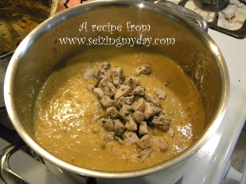 chicken curry soup. add the yummy sauteed chicken